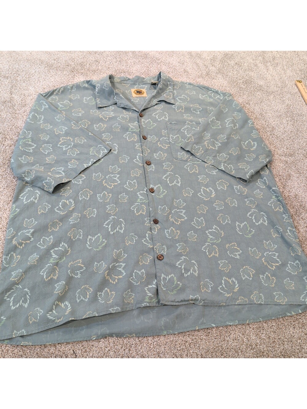 Tommy Bahama XXL 100% Silk Button-Up Shirt with Leaf Pattern